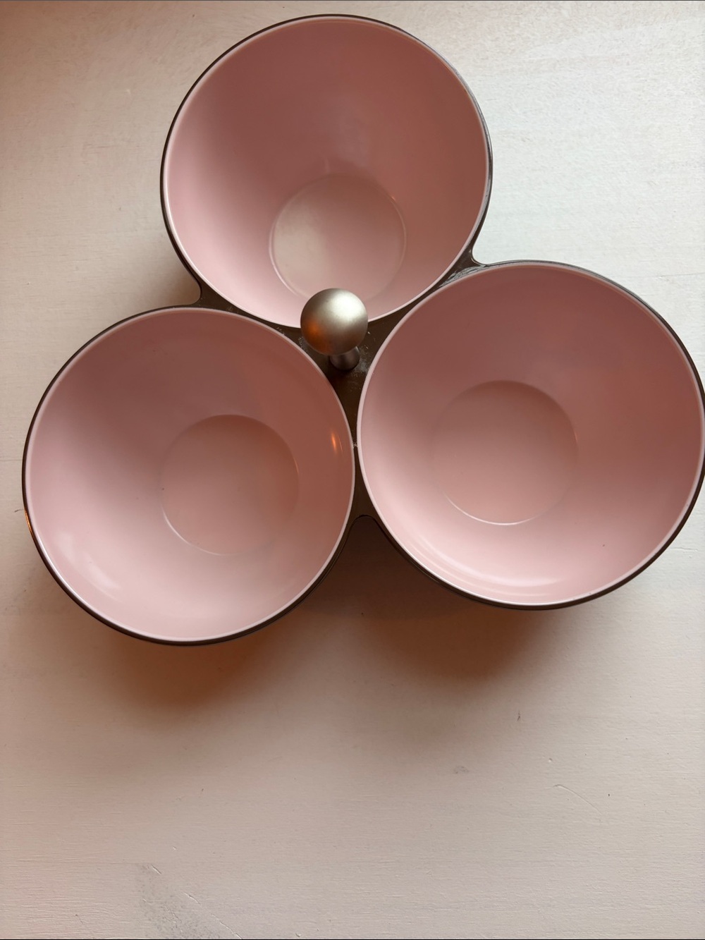 Melamine Pink Triple Snack Serving Bowl